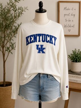 Champion Kentucky Long Sleeve Crewneck Sweatshirt - White/Blue